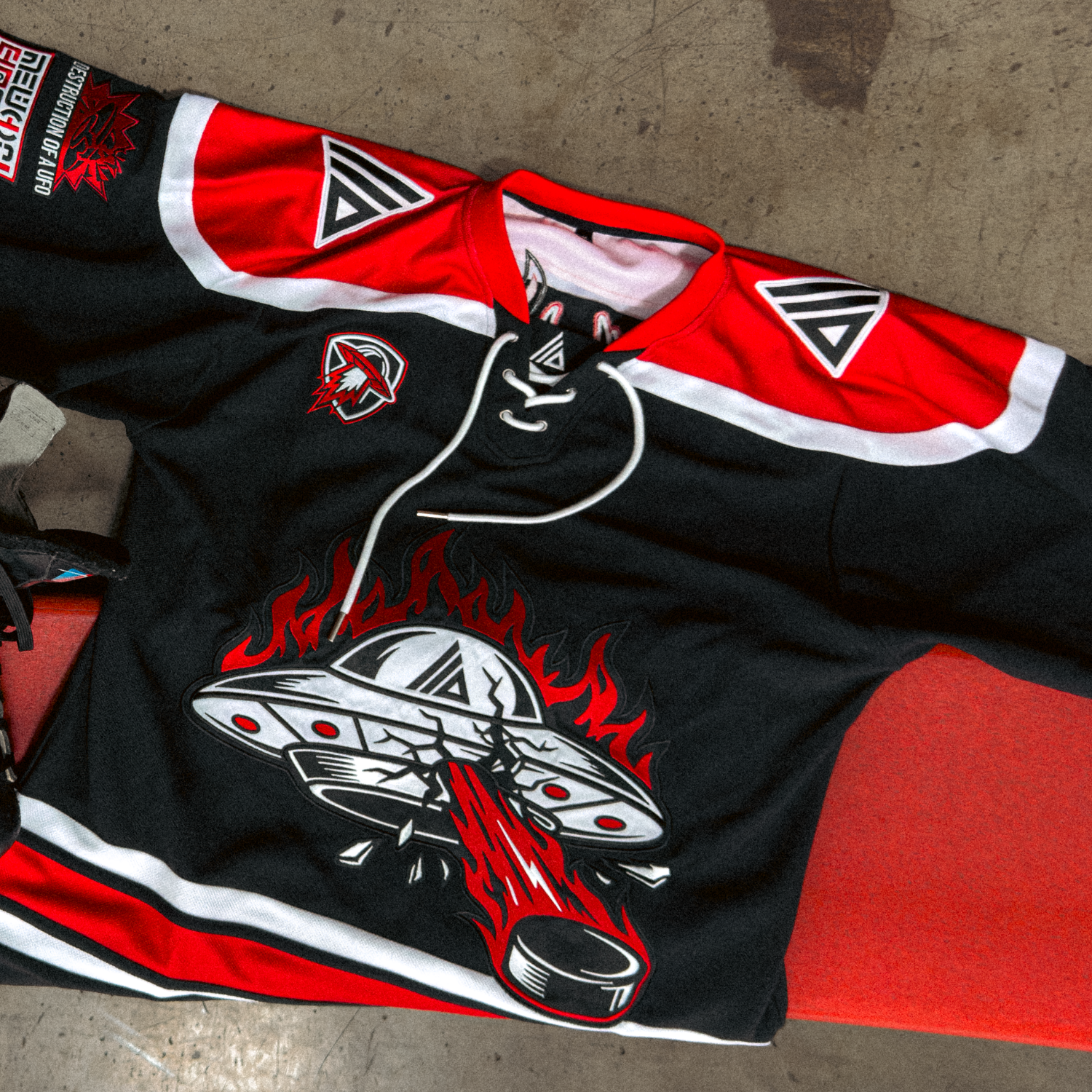 Destruction of a UFO Hockey Jersey