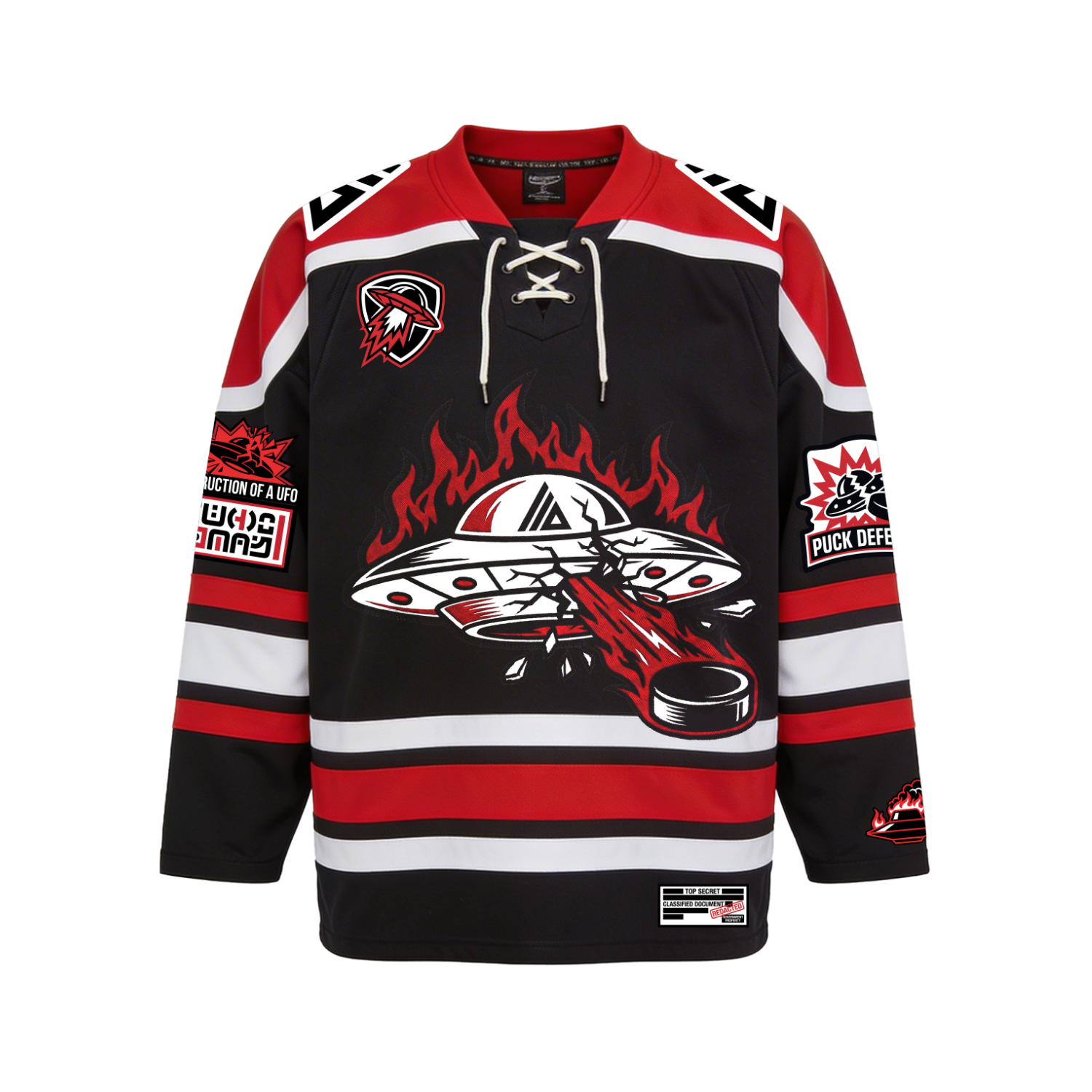 Destruction of a UFO Hockey Jersey